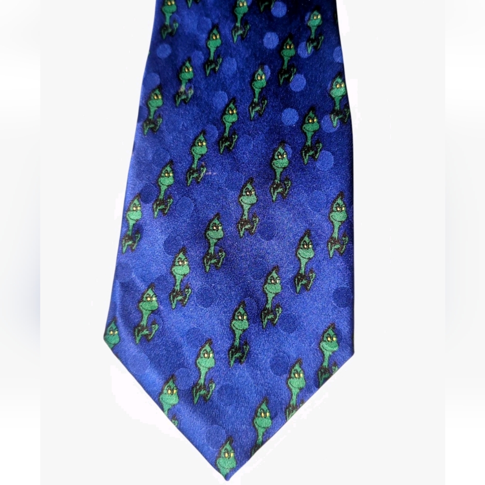 Vintage 1994 Dr Seuss Brand Grinch Christmas Mens Neck Tie 100 Silk 57 Inch
